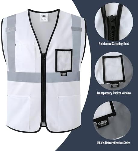 JKSafety Safety Vest for men women Hi Vis Vest with Pockets and Zipper High Visibility Construction Vests BX310 - Image 4
