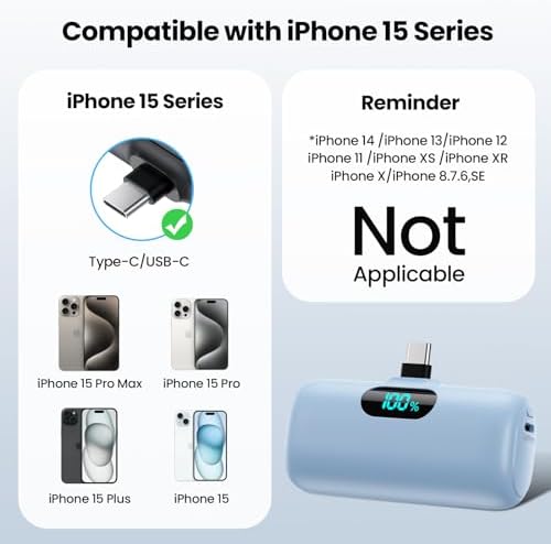 Mini Portable Charger USB C Power Bank,Upgraded 5000mAh PD Fast Charging Battery Pack Built-in USB-C Connector Travel Essential for iPhone17/17Pro/17Pro Max/Air/16 Plus/16Pro Max/15 Series,Android etc - Image 2