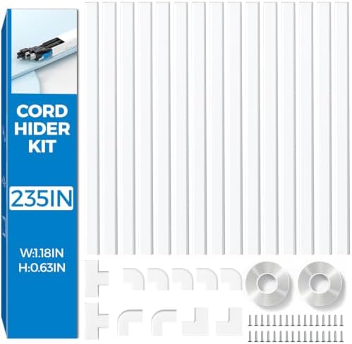 Yecaye 235in Wall Cord Hider for 2-3 Cords, W1.18in H0.63in, White by Yecaye