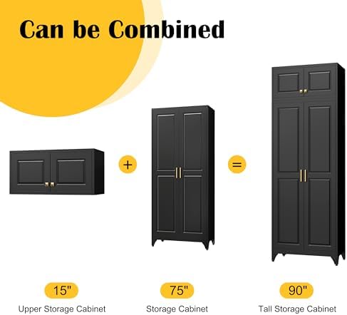 SteeLoong 90”Metal Pantry Storage Cabinet with Doors & 4 Adjustable Shelves - Image 5