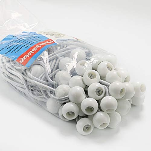 Wellmax 50 Pack 9 Inch Ball Bungee Cords, Heavy Duty 5mm, White by Wellmax