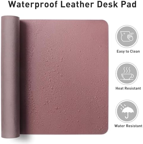 Aothia Leather Desk Pad Protector, Mouse Pad, Office Desk Mat,Non-Slip PU Leather Desk Blotter, Laptop Desk Pad, Waterproof Desk Writing Pad for Office and Home (Dark Pink, 23.6" x 13.7") - Image 6