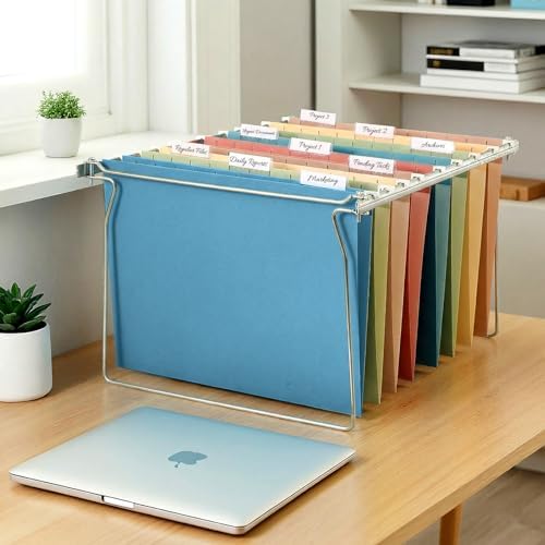 SUNEE Hanging File Folders, 50 Pack Letter Size Hanging File Folders with 1/5-cut Tabs, Stay Organized for Your Home and Office Bulk File, Documents and Paper,5 Retro Colors - Image 6