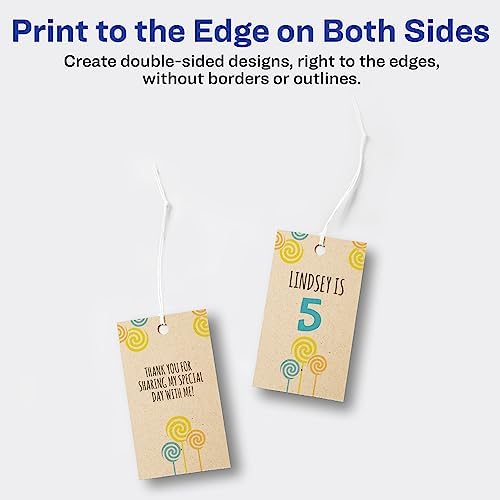 Avery Kraft Brown Rectangle Tags, Sure Feed Technology, 2" x 3.5", Laser/Inkjet Printable, 64 Total, Strings Included, Also Great for Gifts and Favors (80517) - Image 3