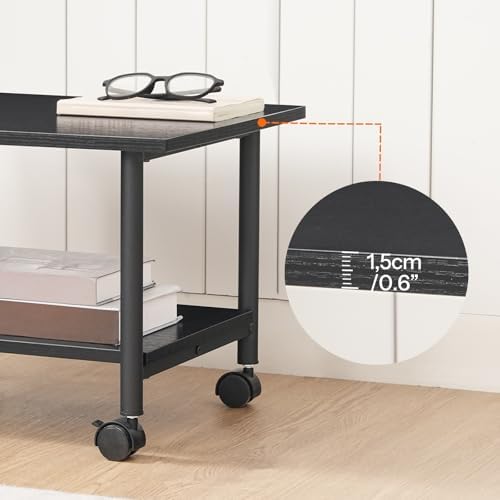 HOOBRO Printer Stand, 2-Tier Industrial Under Desk Printer Cart with Shelf, Mobile Heavy Duty Storage Rack on Wheels for Home, Office, Black BB02PS01G1 - Image 7