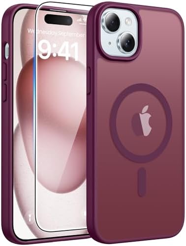 FNTCASE for iPhone 15/14/13 Case, Fit for Magsafe, Glass Screen Protector by FNTCASE