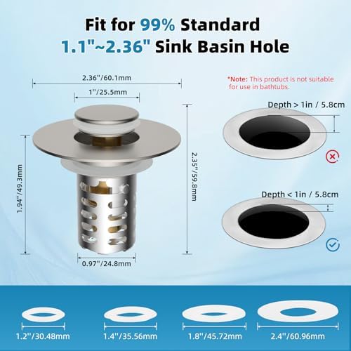 Universal Bathroom Sink Drain Strainer Metal Hair Catcher, Brushed Nickle - Image 3