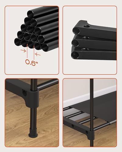 CASAMAYA Clothes Rack, Portable Closet, 54.3 Inch Large Capacity Wardrobe Closet, Clothes Storage Organizer with Shelves and 2 Hanging Rods, Easy to Assembly, Black PCT002B01 - Image 6
