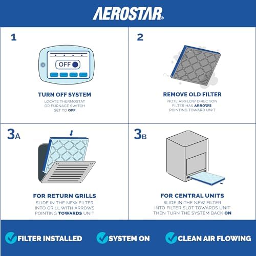 Aerostar Air Filter 14x14x1 MERV 11 AC Filter, HVAC, Furnace Filter, 6 Pack - Image 2