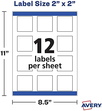 Avery Printable Blank Square Labels, 2" x 2", Matte White, 120 Customizable Labels (22816) - Image 5