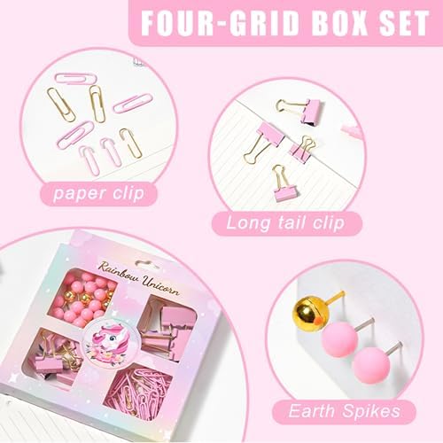 COMFYROOM Pink Desk Accessories with Pen Holder, Pink Office Supplies Desk Organizers and Accessories for women, Tape Dispenser, Stapler, Staple Remover, Staples, Clips Set, Ruler, Scissor, Pen, Tape - Image 5