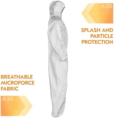KleenGuard™ A30 Breathable Splash & Particle Protection Coveralls (46117), Zipper Front, Elastic Back, Wrists, Ankles & Hood, White, Reflex Design, 4XL (Qty 21) - Image 5