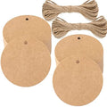 G2PLUS 100PCS Kraft Paper Gift Tag with String,2.2'' Round Paper Tags Blank Hang Tags Brown Circle Tags with Holes for Craft Projects, Xmas Gift, DIY Wedding Favor Bag by G2PLUS