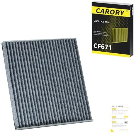Cabin Air Filter w/Activated Carbon for RAM 1500 (2016–2025), 2500, 3500, Jeep Wagoneer (2022–2025), Grand Wagoneer, Mazda 6, CX-7, OE# EG21-61-P11, 68318365AA, CF11671, CF671 by Carory