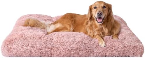 EHEYCIGA Fluffy Dog Crate Bed, Plush Extra Large Dog Pillow, Pink by EHEYCIGA