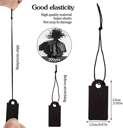 200Pcs Black Price Tags Gift Tags with Elastic String 1×0.47 Inch - Image 3