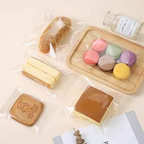 200 Pcs 6" x 6" Thick 1.6 Mil Clear Self Sealing Resealable Cellophane Poly Bags Heavy-duty Adhesive Cello Plastic Bags Packaging Bakery Cookie Candy Candle Soap Card Gift OPP Bag - Image 3