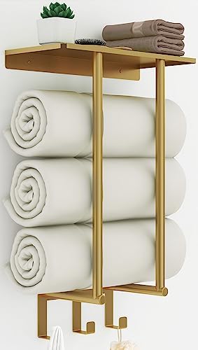 Gold Towel Rack with Shelf, Bethom Bath Towel Storage for Bathroom by Bethom