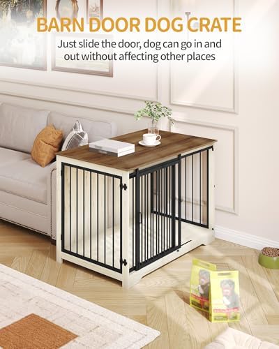 Hzuaneri 43.3" XL Dog Crate Furniture Indoor Dog Kennel with Barn Door - Image 7