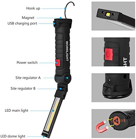 Lmaytech Gifts for Men 3Pack LED Flashlight, Rechargeable Work Lights with Magnetic Base Hook 360°Rotate and 5 Modes Bright LED Flashlight Inspection Light for Car Repair, Grill and Outdoor Use - Image 4