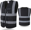 Safety Vest for Men Women with Pockets (KZ170-Black, M) by Kazsaifo
