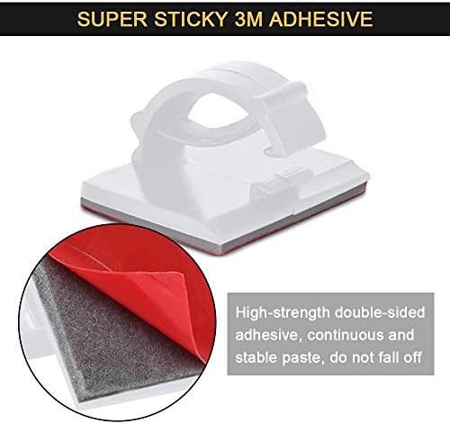 Cable Clips Self with 3M Adhesive Cord Organizer, Wire Holder Clamp Management Sticky for Desk Car Dash Cam Tables Wall, White 30pcs - Image 2