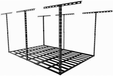 SunsGrove 4x6 Overhead Garage Storage Rack Organization, Adjustable Ceiling Mounted Storage Racks, 800LBS Weight Capacity, 22"-40" Ceiling Dropdown, Hammertone Black by SunsGrove
