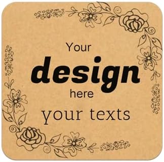Custom Stickers Personalized Square Kraft Paper Sticker Customizable Floral Wreath Labels, Stickers for Mason Jars, Wedding Favors, Gift Tags, Party Packaging (Style 1) by Jamipasp
