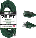 Iron Forge Cable 16 Gauge Heavy Duty Green Extension Cord, 75 Ft - SJTW by IronForgeCable