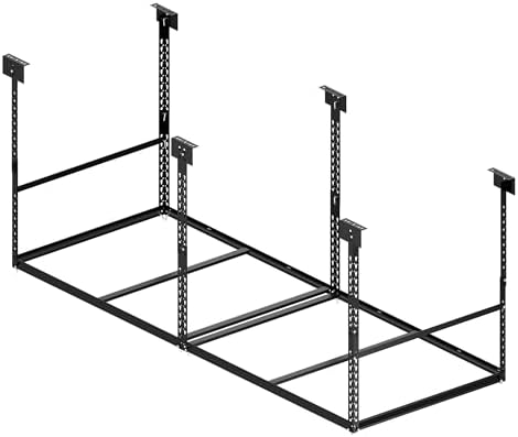 3x8 Ft Overhead Garage Storage Rack, 28-41 inch Height Adjustable Ceiling Mounted Organization Rack, 850 lbs Weight Capacity, 36"x96" Heavy Duty Space-Saving Metal Rack for Garage Storage by STORKING