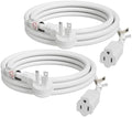 FIRMERST 1875W 15A Flat Plug Extension Cord, 6 Feet, 14 AWG, White, 2 Pack by FIRMERST