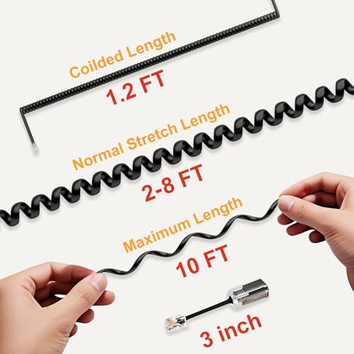 Uvital 1 Pack Telephone Handset Cords with Detanglers, RJ9 4P4C, Black - Image 2
