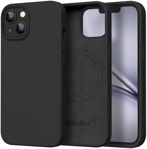 GolbinBox Magnetic for iPhone 15 Case, Silicone Cover, Black by GolbinBox