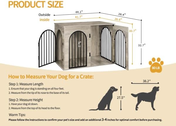 Hzuaneri 44.1'' Dog Crate Furniture,Dog Kennel Indoor for Medium/Large Dogs - Image 2
