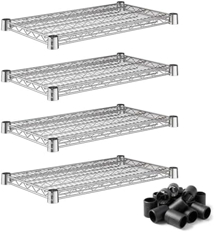 14"x24" Chrome Wire Shelf 4-Pack, Kitchen Pantry & Garage Storage Rack Add-On Shelving Unit by Zedfire