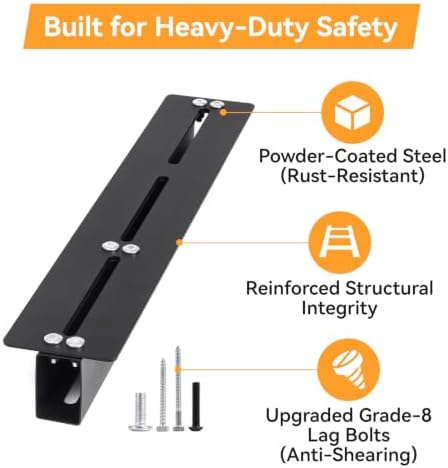 Garage Ceiling Storage Racks for 6 Bins, 17" Heavy Duty Steel Rails, Overhead Garage Storage Rack for 27 Gallon Totes, Powder Coated Tote Rack for Garages, Sheds, Storerooms - Image 5
