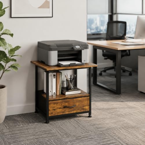 Mini Fridge Stand with Fabric Drawer, Mobile 2-Tier Refrigerator Cart - Image 7