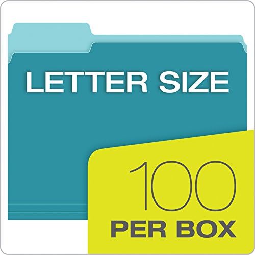 Pendaflex Colored File Folders, 100 Pack, Letter Size (8.5" x 11"), Durable Teal Folders, 3 Tabs for Easy Labeling, Colorful School, Office & Home Document Organization - Image 5