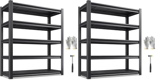 REIBII 5 Tier Garage Shelving for Garage, Adjustable Metal Shelving (Pack of 2) by REIBII
