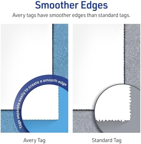 Avery Scalloped Printable Tags, Sure Feed Technology, 2" x 1.25", White, Includes String, Laser/Inkjet Printable, 180 Total, Great for Branding, Gifts, Merchandising, and More (22848),(Pack of 5) - Image 7