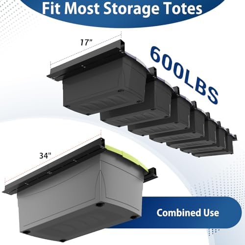 Overhead Garage Storage Rack, 17 Inch, 8 Sets for 7 Bins - Image 3
