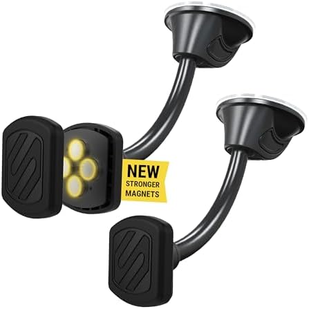 Scosche MXWDL Magnetic Cell Phone Holders for Your Car Dash/Windshield, Suction Cup Phone Holder Car Mount with Extra Strong Magnet, Thick Metal Plate Compatible with iPhone, Samsung and More, 2 Pack by Scosche
