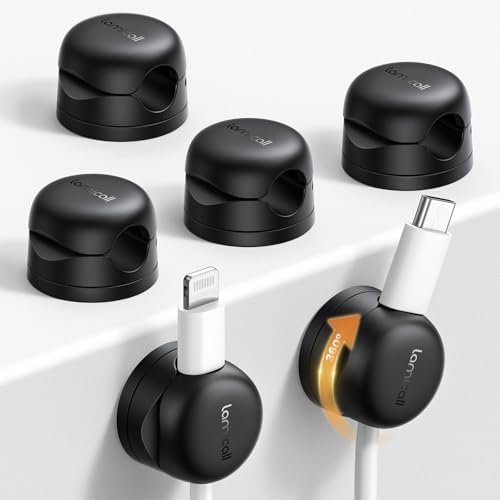 Lamicall 6 Pack Rotatable Cord Organizer, 1s Lock Spring Cable Holder Clips by Lamicall