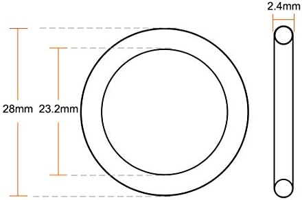 uxcell Fluorine Rubber O-Rings 28mm OD 23.2mm ID 2.4mm Width, Metric FKM Sealing Gasket, Pack of 10 - Image 3