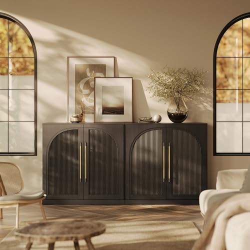 BELLEZE Set of 2 Jagger Sideboard Buffet Cabinet - Ebony by BELLEZE