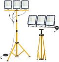 30000Lumen LED Work Lights with Stand, 3 Head Tripod Work Light 16.5FT Power Cord IP65 Waterproof, Portable Telescoping Flood Light for Construction Site Garage Workshop Indoor Outdoor Lighting by zplighting