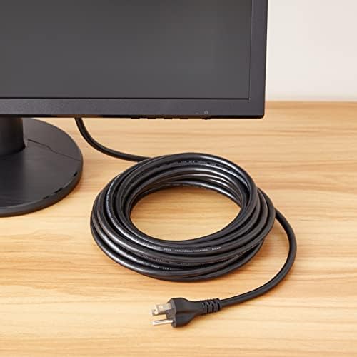 Amazon Basics Universal PC Power Cable, 25 Feet, NEMA 5-15P to IEC320C13, 3 Prong Plug, 18 AWG, 125 Volts, UL Listed, Black - Image 6