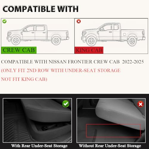G-PLUS TPE Cargo Liners Fit 2022-2025 Nissan Frontier Crew Cab w/Storage - Image 6