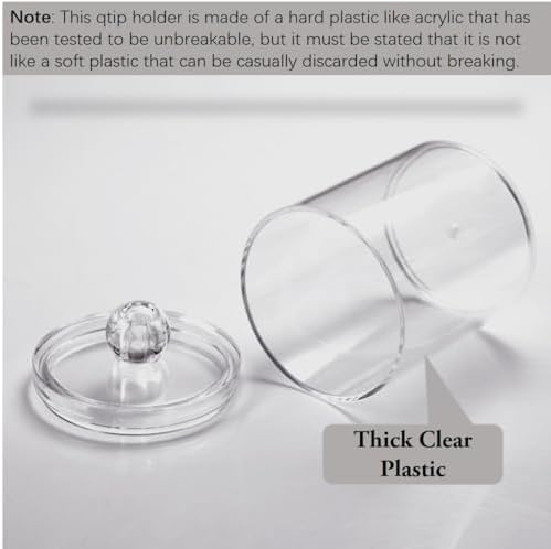 WEISHI 6 Pack Qtip Holder Dispenser -Cotton Ball, Swab, Round Pads, Floss , Small Clear Plastic Apothecary Jar Containers with Lids for Bathroom Storage and Organization, Vanity Organizer - Image 7