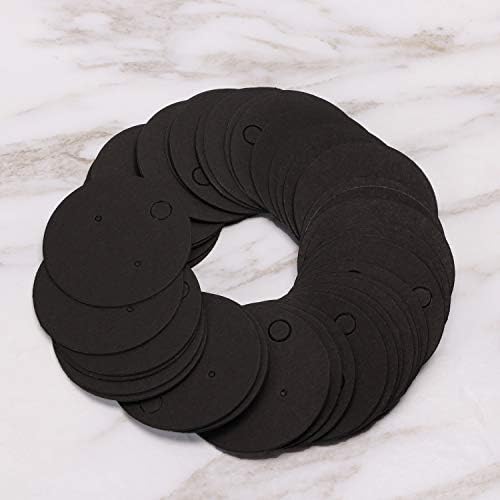Shapenty 4cm Diameter Small Round Blank Kraft Paper Ear Studs Earring Display Cards Price Label Tag Jewelry Cards Holder, 50PCS (Black) - Image 3